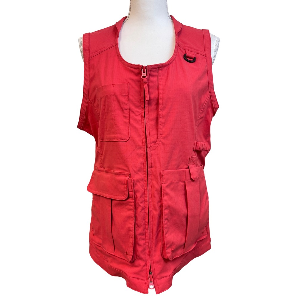 DULUTH Trading Utility Vest Sz M Oranage Red Pocket Fishing Hiking Gorpcore
